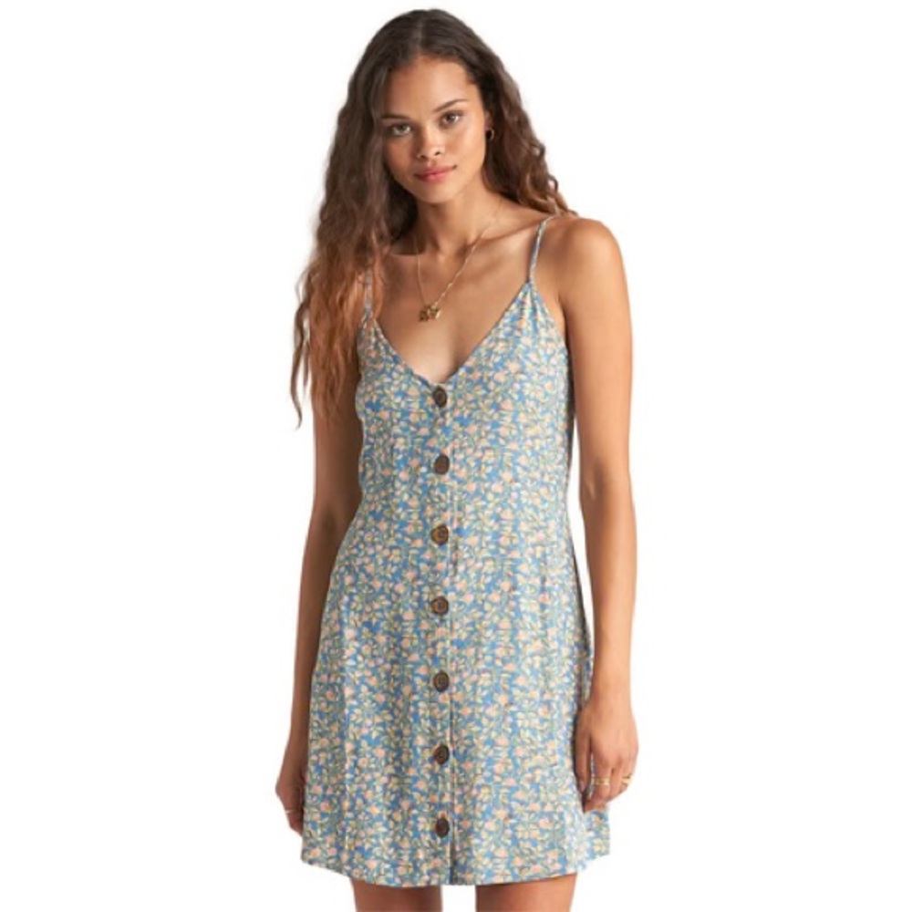 Billabong Blue and Pink Floral sundress size Small